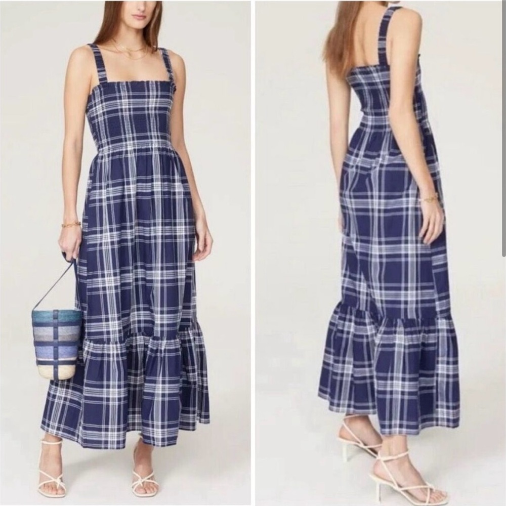 NWOT Hill House Anjuli nap dress Navy Plaid  Size XXS